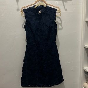 Navy floral appliqué/3D j.crew mini cocktail dress